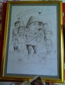 Lukisan Karikatur Khairul Asmara karya Reins Asmara. (Foto Aman Renggali)