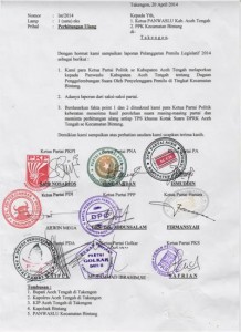 Surat tolak rekapitulasi perolehan suara di kecamatan Bintang