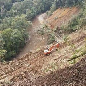 Keadaan longsor parah di Tangsaran Kecamatan Pantan Cuaca Gayo Lues. (Ist)