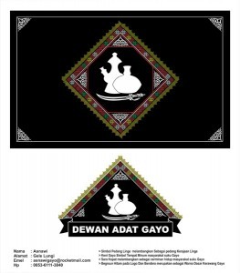 Salah satu disain bendera Dewan Adat Gayo karya Asnawi asal Gelelungi Aceh Tengah.