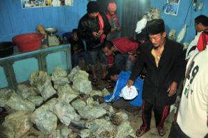 Suasana dalam rumah Surya Aman Hamdan, disesaki batu mulia dan tamu. (LGco_Kha A Zaghlul)