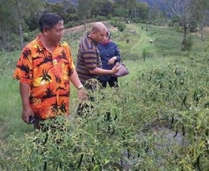 Safrin Jailani (tengah) dengan Hasanuddin Darjo.