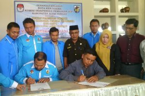 Tandatangan MoU KNPI bersama KIP Aceh Tengah