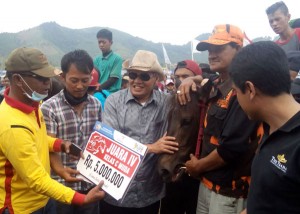 Ruslan Abdul Gani di arena pacu kuda Gayo tahun 2015.
